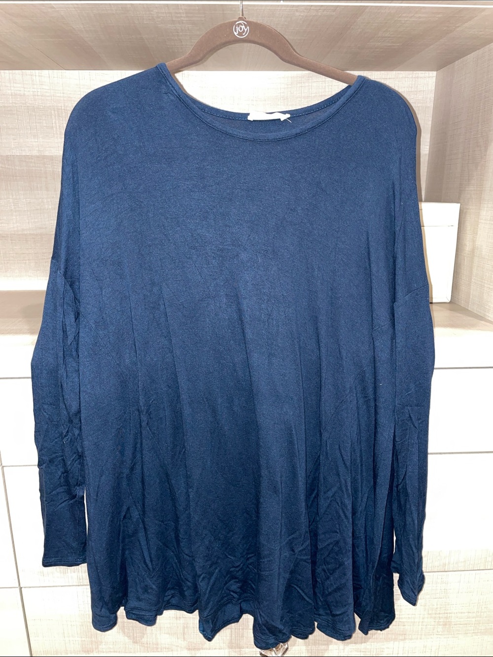 eesome Navy Long Sleeve Relaxed Swing Top